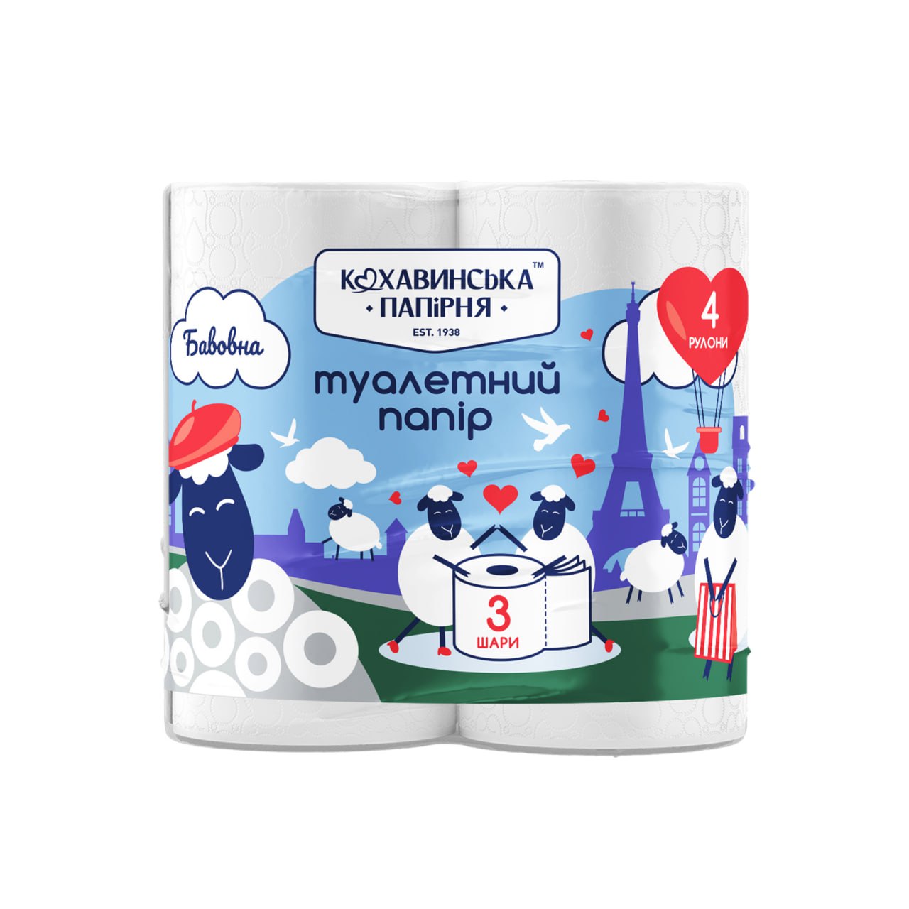 Туалетний папір "Бавовна" 96*110/50 целюл. 3 шар. (4 шт)